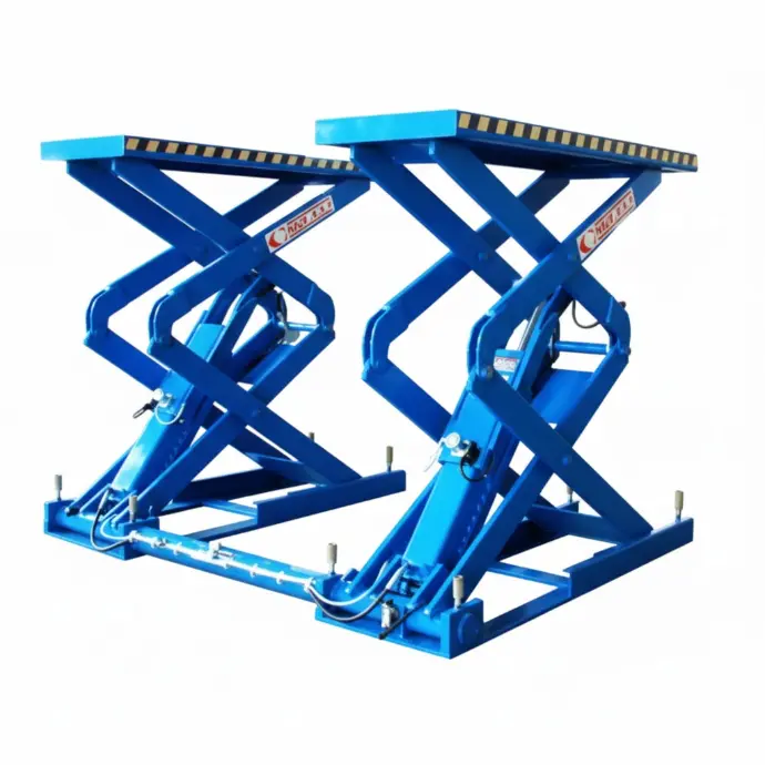 Cầu nâng cắt kéo nâng bụng 3 Tấn, Lắp chìm, Kiểu mô tơ trong (3 Pha, màu xanh)