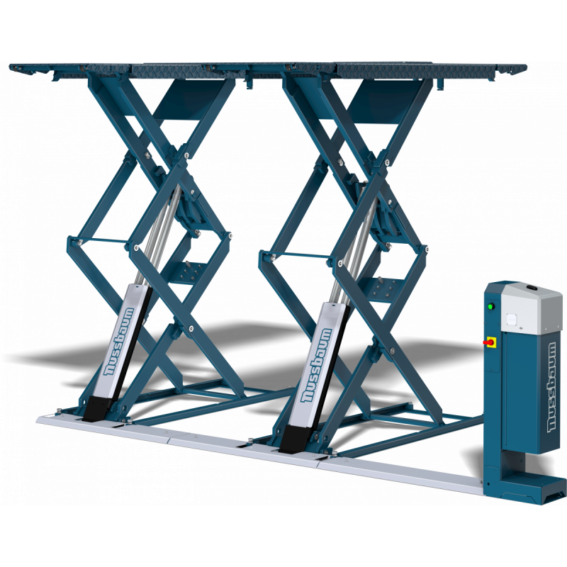 Cầu nâng cắt kéo nâng bụng 3.5 tấn, lắp chìm ( 3 pha, màu xanh)