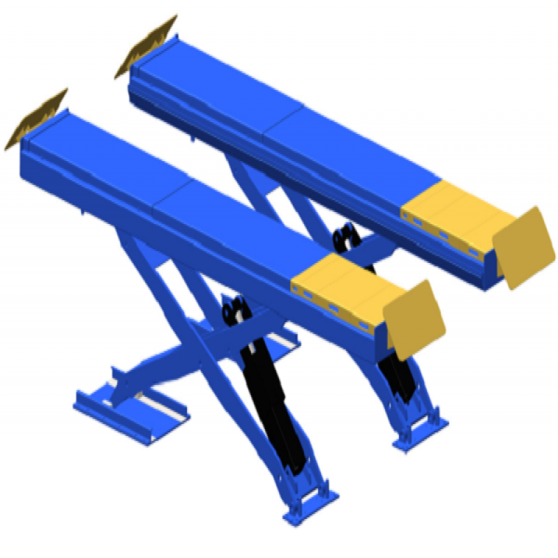 Cầu nâng cắt kéo kiểm tra góc đặt bánh xe 5.5 Tấn, Lắp chìm (3 pha, màu xanh RAL 3166, chưa bao gồm đĩa lái).