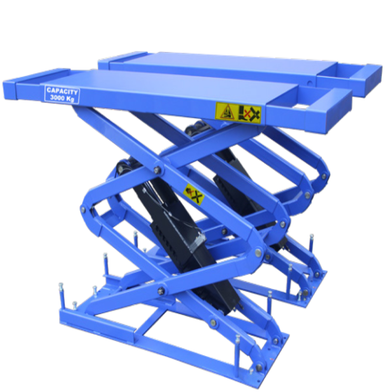 Cầu nâng cắt kéo nâng bụng 3.5 tấn, lắp chìm (3 pha, màu xanh RAL 3166).