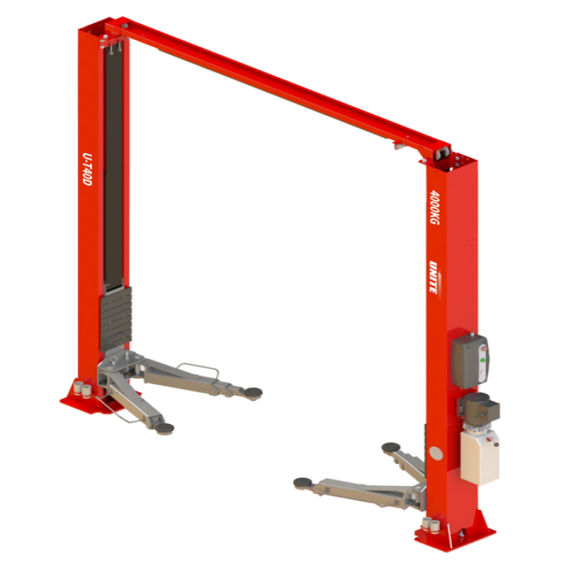 Cầu nâng 2 trụ thủy lực có cổng 4 tấn (3 pha, màu đỏ RAL 3001).